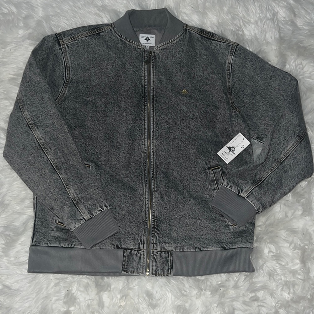 New LRG Lifted Research Group Denim Flight Bomber Jacket